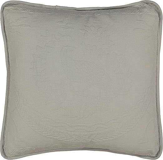 King Charles Modern Farmhouse Floral Matelasse Decorative Pillowcase, 100% Cotton Breathable Bedding, Throw Pillow (20" x 20"), Grey