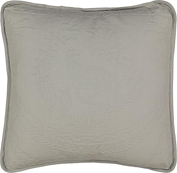 King Charles Modern Farmhouse Floral Matelasse Decorative Pillowcase, 100% Cotton Breathable Bedding, Throw Pillow (20" x 20"), Grey