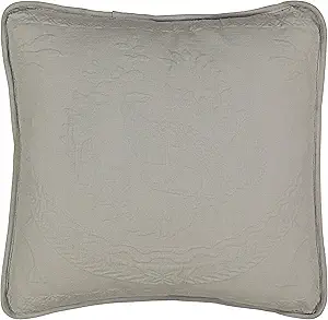 King Charles Modern Farmhouse Floral Matelasse Decorative Pillowcase, 100% Cotton Breathable Bedding, Throw Pillow (20" x 20"), Grey