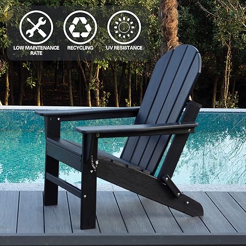 Miniatura 6 de BIVODA Silla Adirondack hecha de polietileno de alta densidad polietileno de alta densidad silla plegable de grano de madera muebles de exterior
