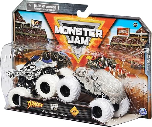 Miniatura 6 de Monster Jam, Camiones monstruo fundidos a presión oficiales Dragon Vs. Yeti, escala 164, juguetes para niños de 3 años en adelante