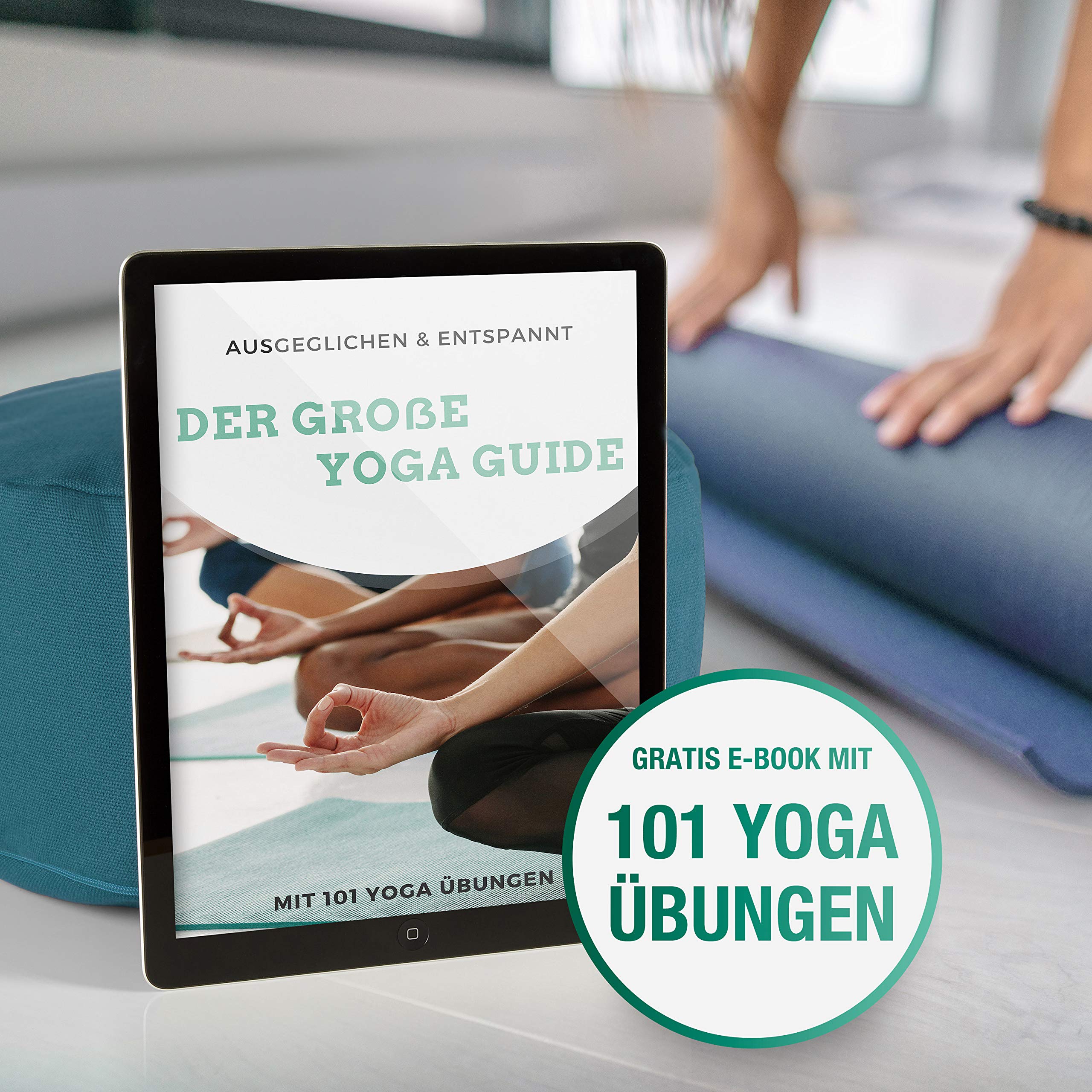 NAJATO Sports Meditationskissen – Mit Yogagurt & E-Book (PDF Datei) – Yogakissen mit Buchweizenschalen-Füllung – Rundes Yoga Kissen mit waschbarem Bezug aus Baumwolle