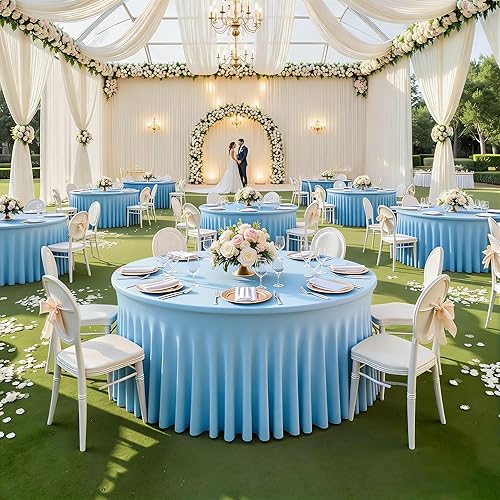 Miniatura 14 de Mantel redondo de 60 pulgadas blanco con borde elástico – Mantel ajustado sin arrugas y lavable para mesa redonda de 5 pies, mantel reutilizable