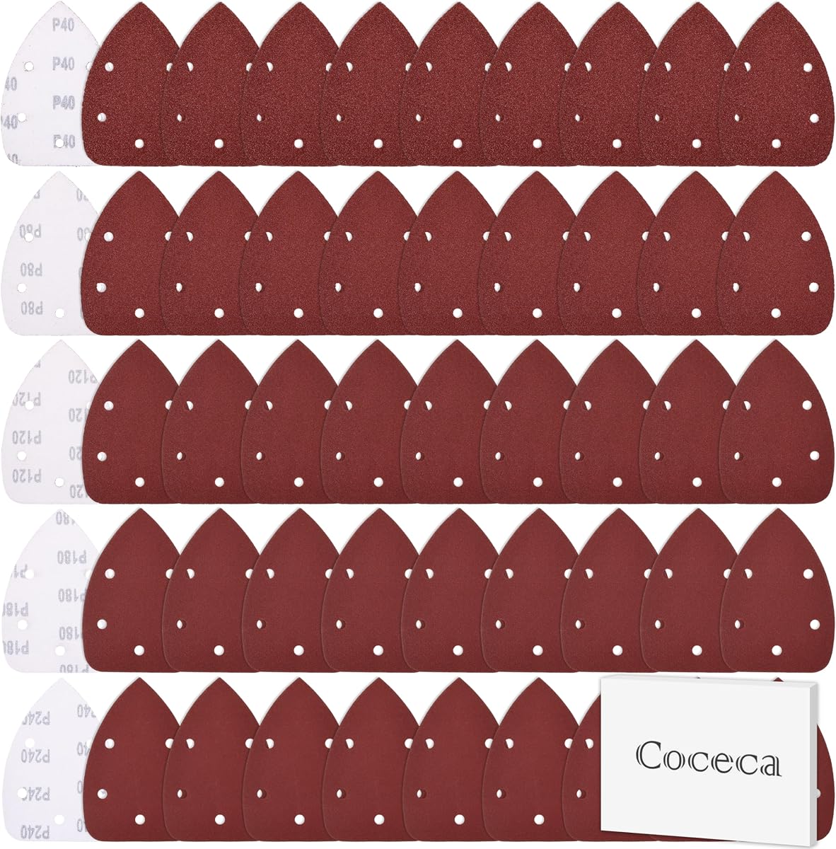 Coceca Mouse Detail Sander Sandpaper Sanding Paper Assorted Sanding Pads 40 80 120 180 240 Grits (50pcs Mouse Sandpaper) | Sanding pads 40 80 120 180 240 grits, hook and loop detail sanding sheets for wood and metal work