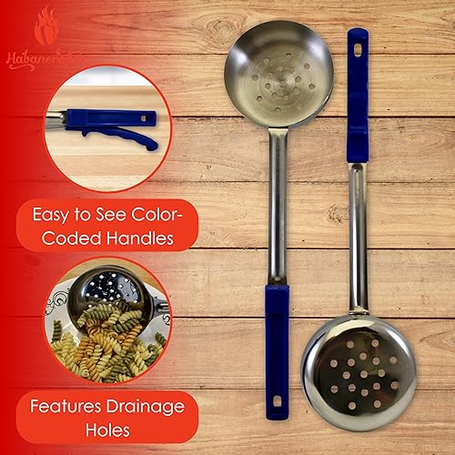 Miniatura 10 de Cuchara ranurada de acero inoxidable para control de porciones de 3 onzas para medir y servir cucharas de grado comercial (paquete de 2)