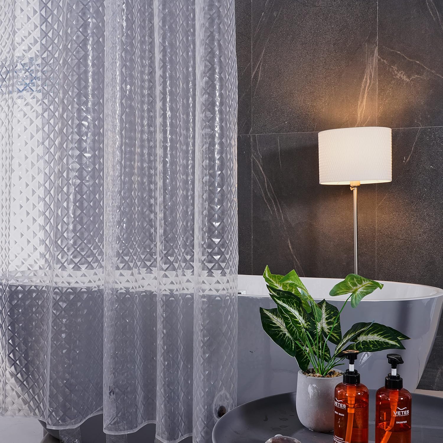 Scamzsure Shower Curtain Plastic Waterproof and AntiBacterial,Translucent Bathroom EVA Curtains