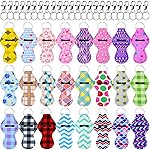 Duufin 24 Pieces Chapstick Holder Keychains Lipstick Holder Keychains Lip Balm Holder with 24 Pieces Metal Clip Cords Suitable for Chapstick Tracker and Safeguard, 24 Lively Color