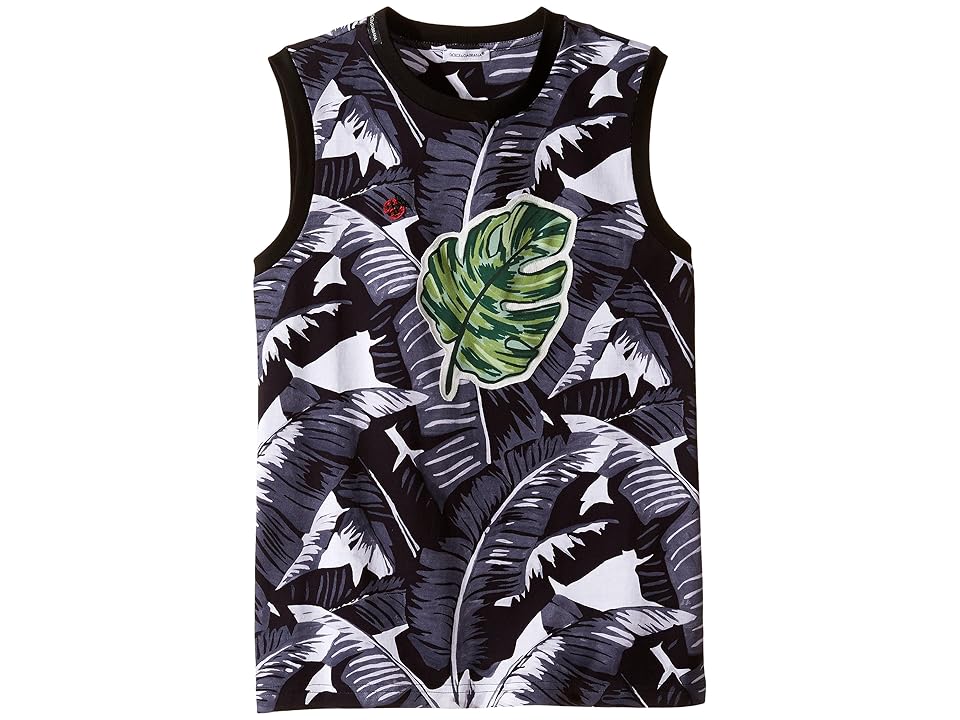 

Dolce & Gabbana Kids Banana Leaf Sleeveless T-Shirt (Big Kids) (Black) Boy's T Shirt