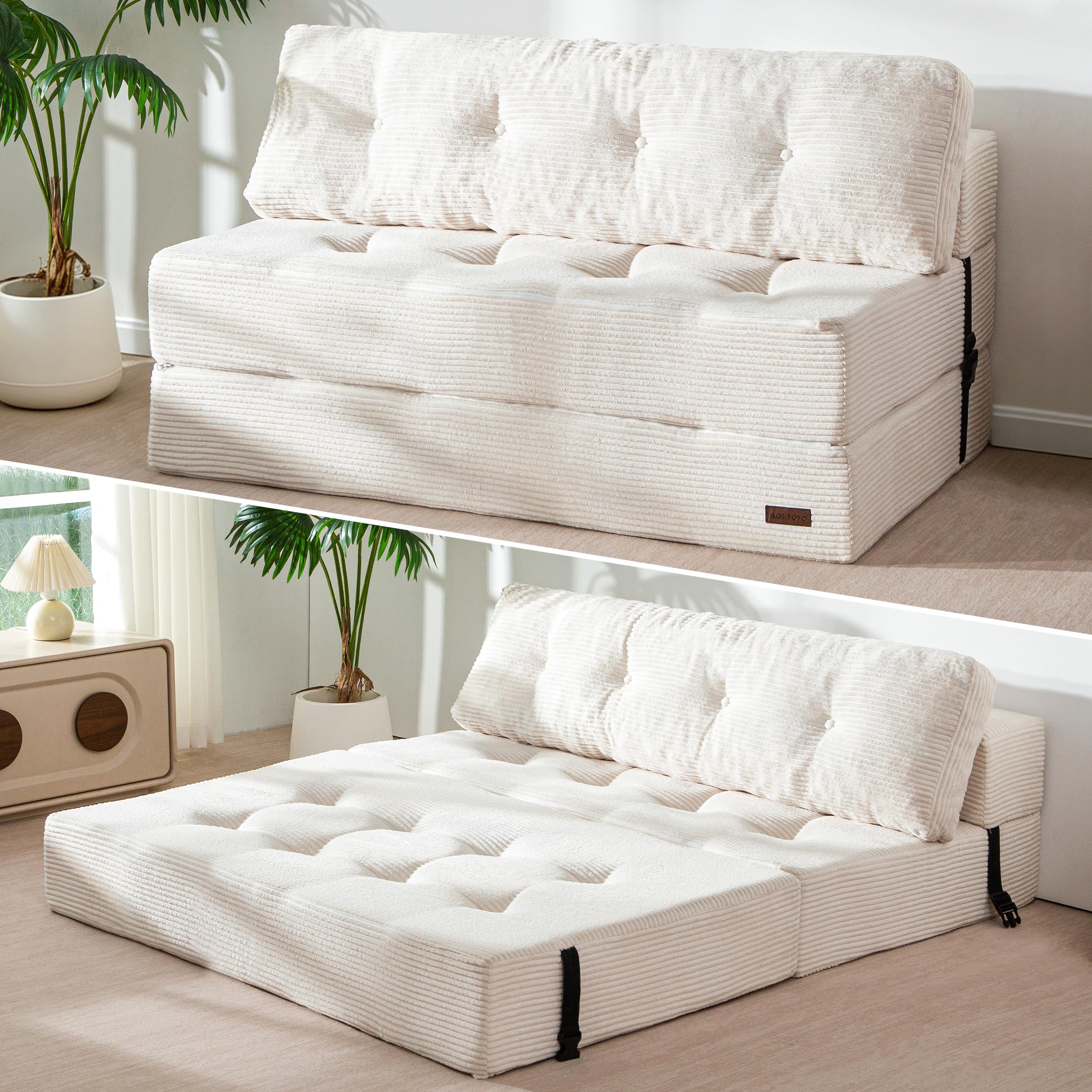MAXYOYO Folding Sofa Bed, Convertible Chair Bed with Pillow