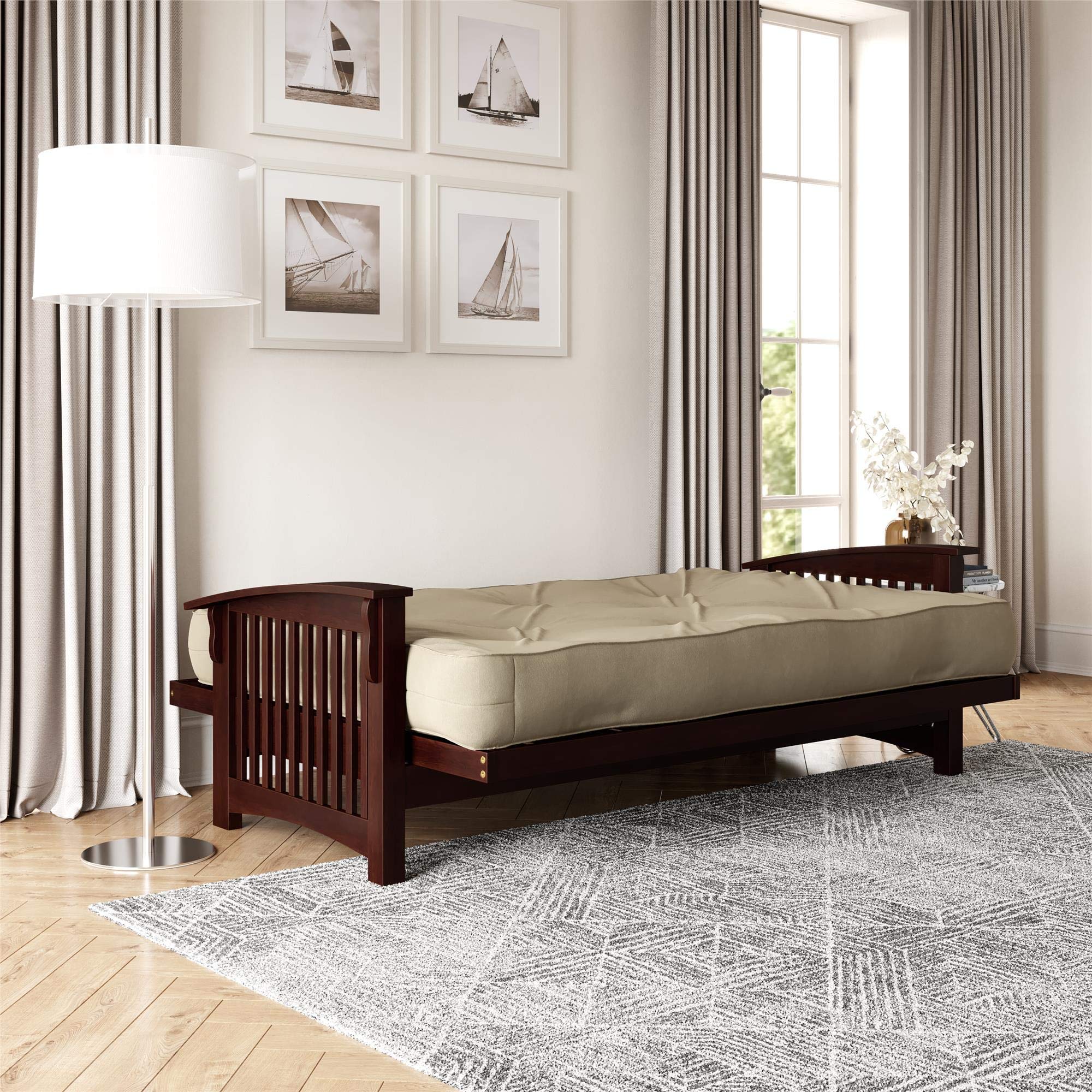 DHP 8 Inch Independently Encased Coil Futon Mattress, Tan Microfiber