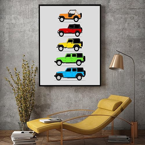 Miniatura 106 de Handmade Poster compatible with Jeep Wrangler Generations and Print of CJ, YJ, TJ, JK, JL - White, 11x14" Satin Print (Unframed) - Gift for Car