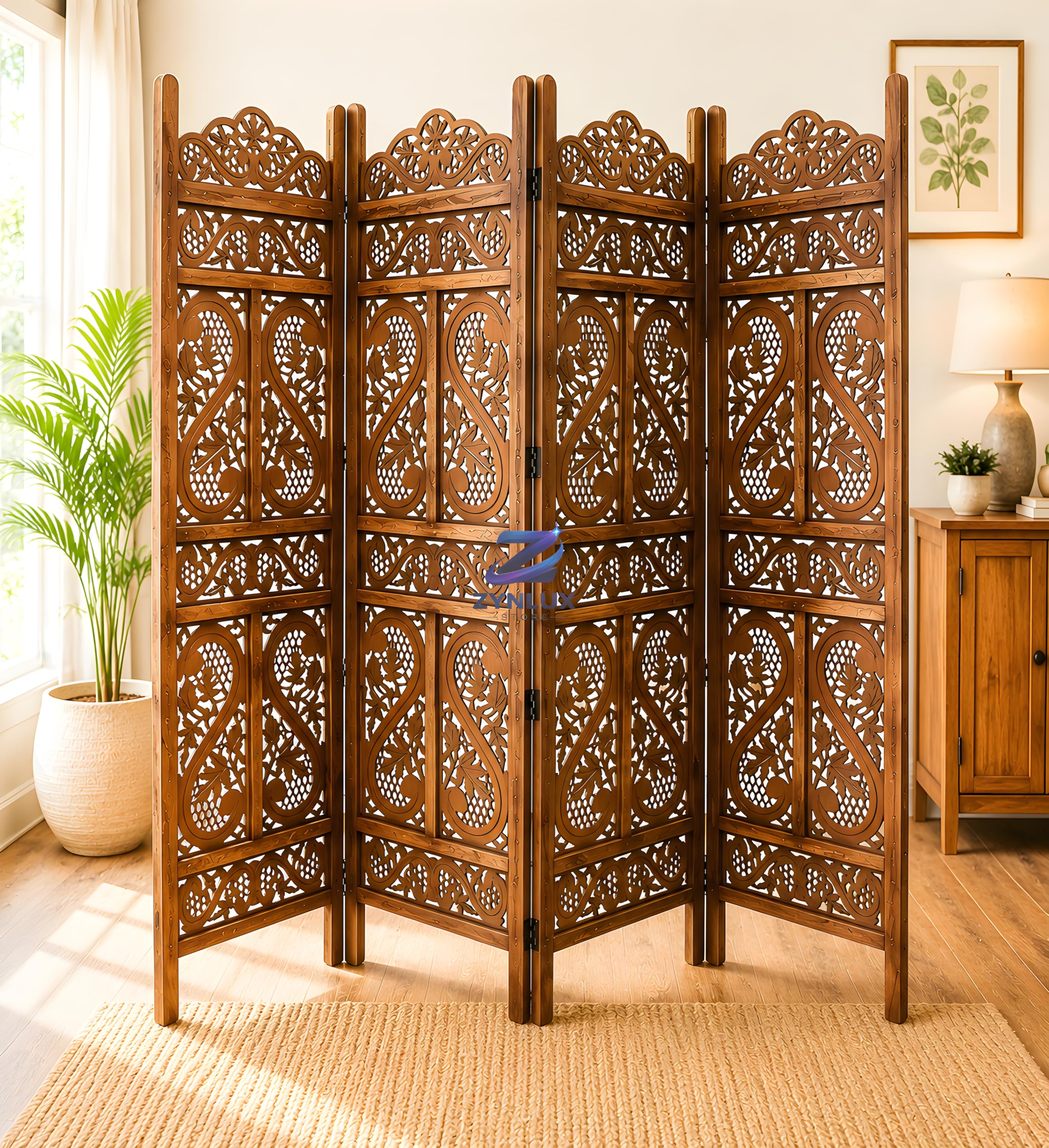 Partition for Living Room,Divider,Partition Wall Divider Screen Separator, Wall Panel Divider for Hall | Bedroom |Office | Puja Room | Restaurant S Design (4 Panel)-image-9