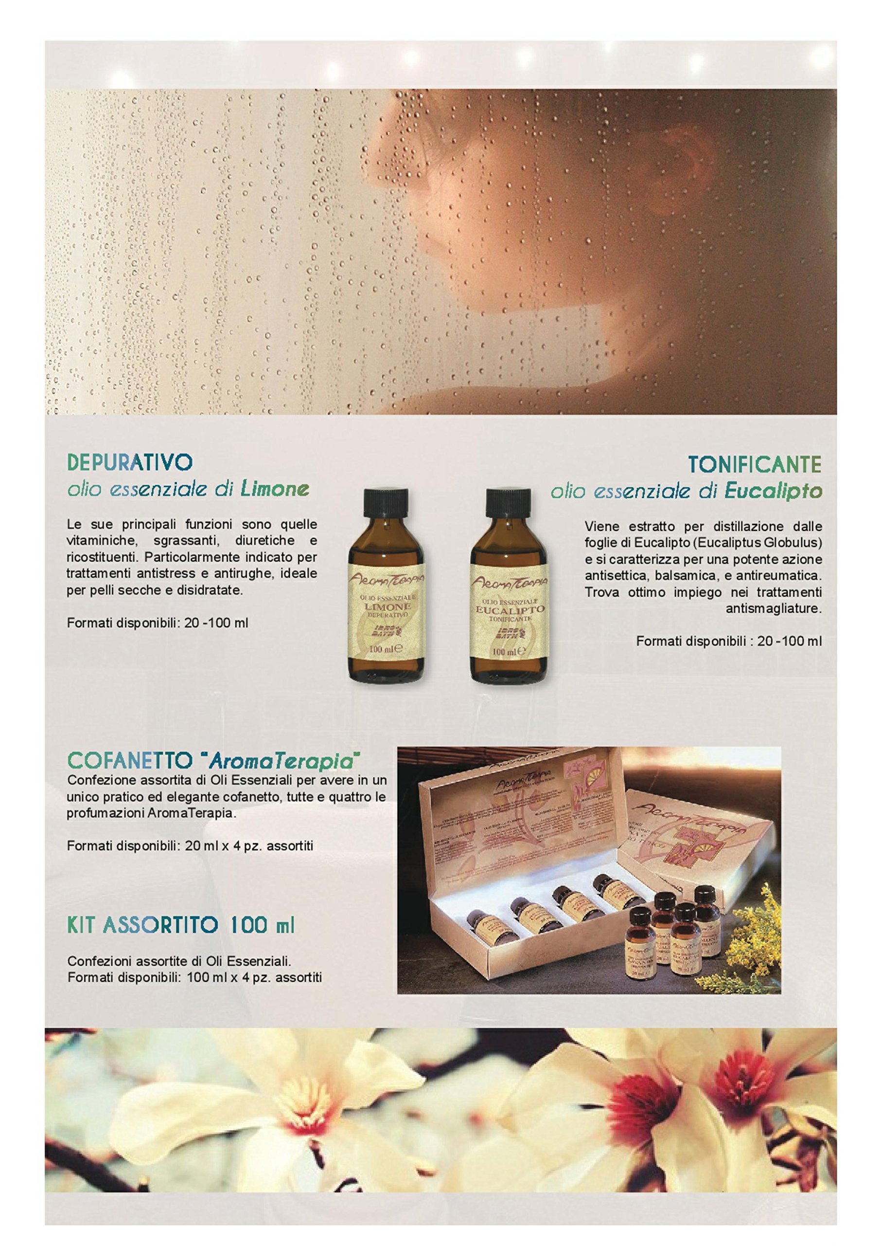 IDROBATH Cofanetto Aromaterapia KIT Oli Essenziali Puri 4pz da 20ml | Set 4 Oli essenziali: Lavanda, Arancio, Eucalipto e Limone per Sauna e Bagno Turco