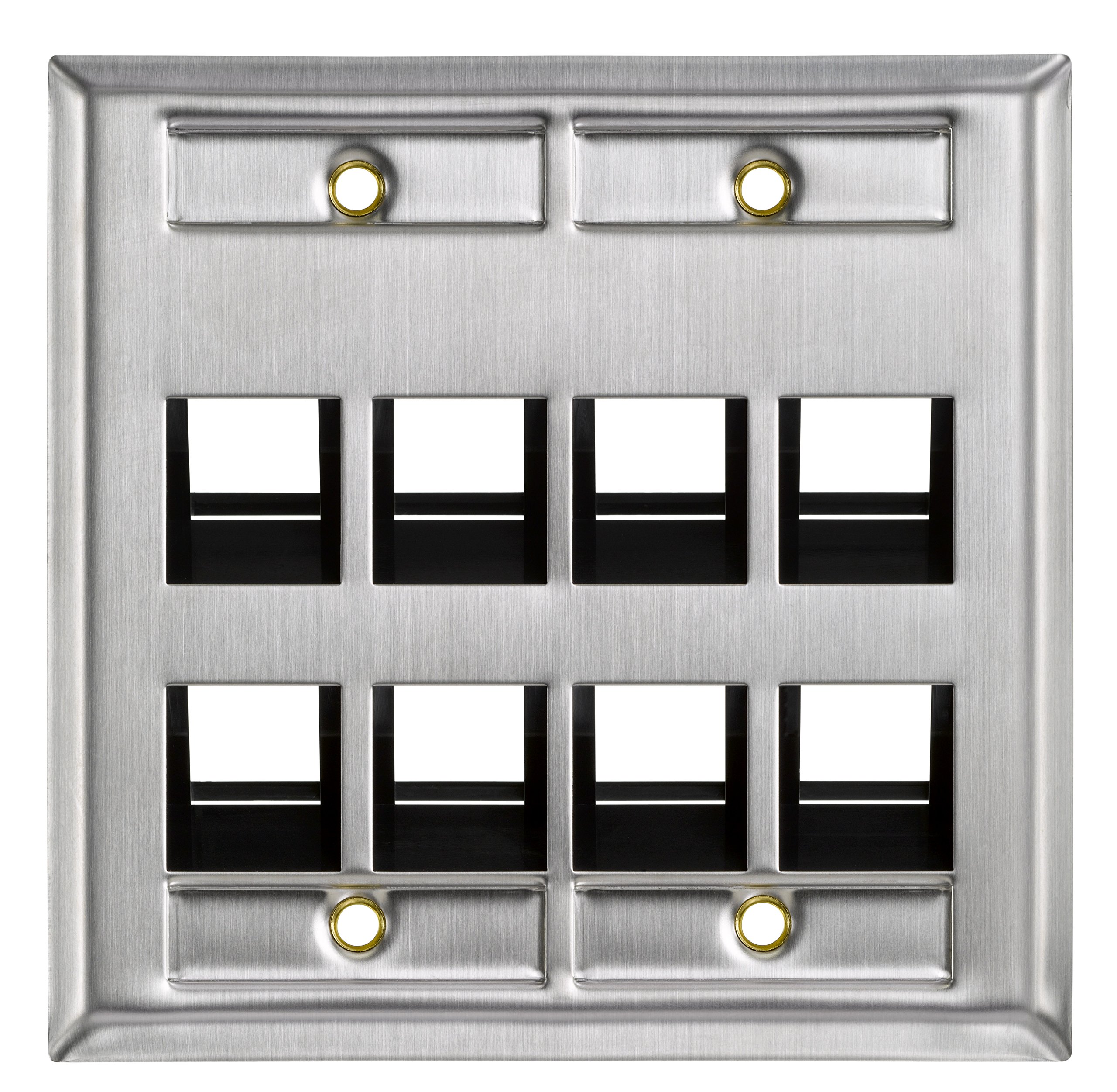 Placa de pared en ángulo de 8 puertos Leviton para evitar daños en cables