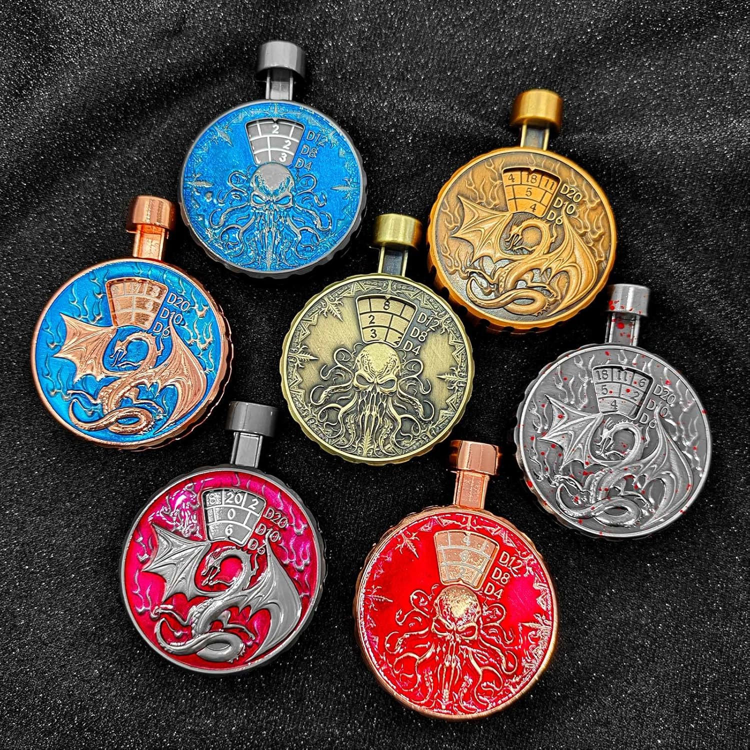 Press-Type Roulette Dice Spinner 4.0, Randomand Precision Read DND Dice, Full Zinc Alloy Housing Metal DND Dice, Include Gift Case for DND Dice Set, RPG Role Playing Table Game Gifts (Ancient Gold)