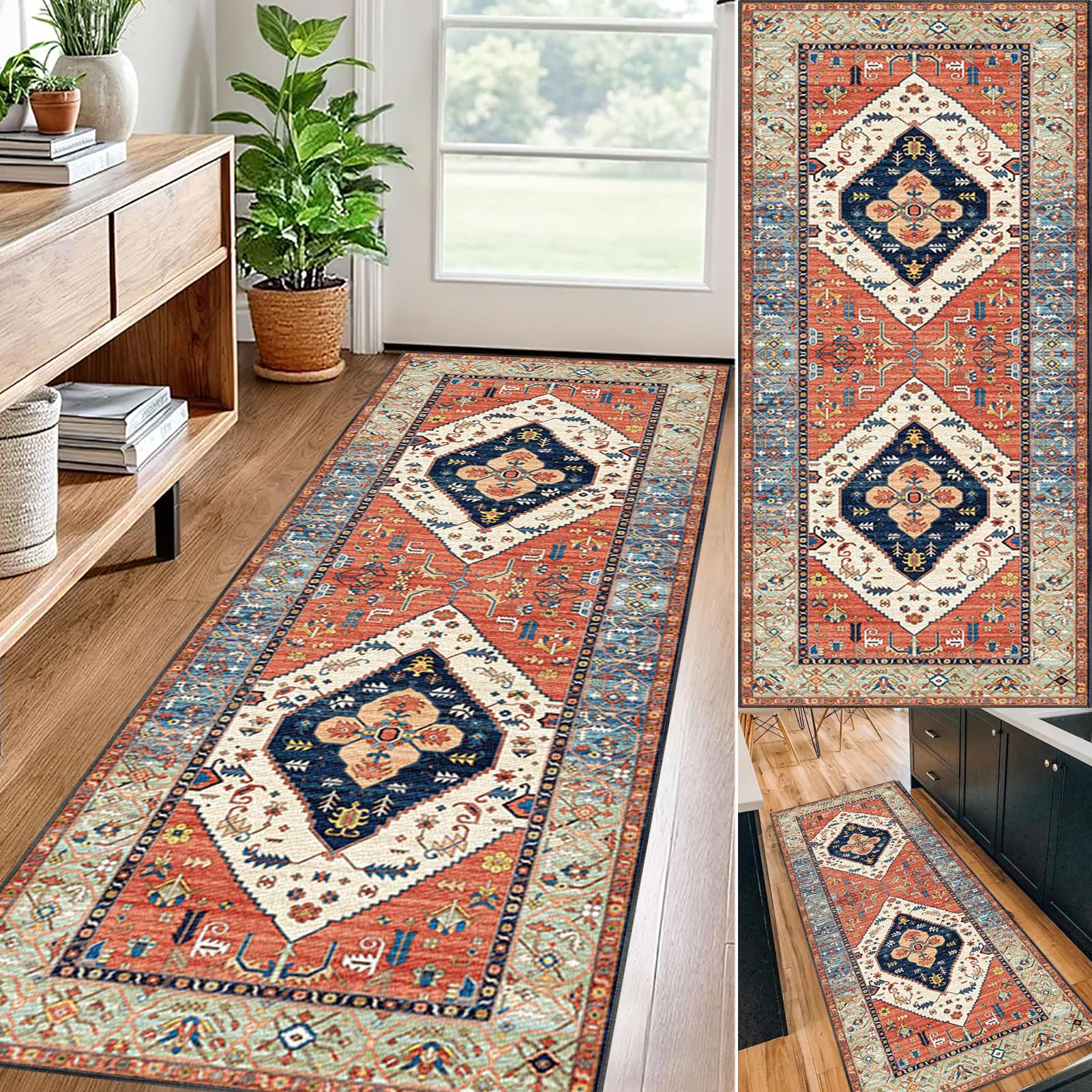 Runner Rugs for Hallway Kitchen Carpet Runners Non Slip Washable Hall Runner Rugs Long Hallway Rug Carpet Floor Mat for Hallway Entryway Laundry Room Living Room Area Rug Narrow Rugs 50 x 80 cm