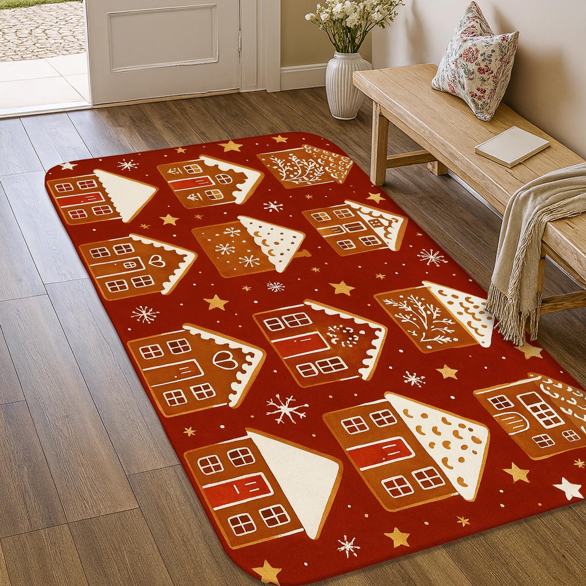 Tapis de maison pour entrée et cuisine esprit Noël en famille