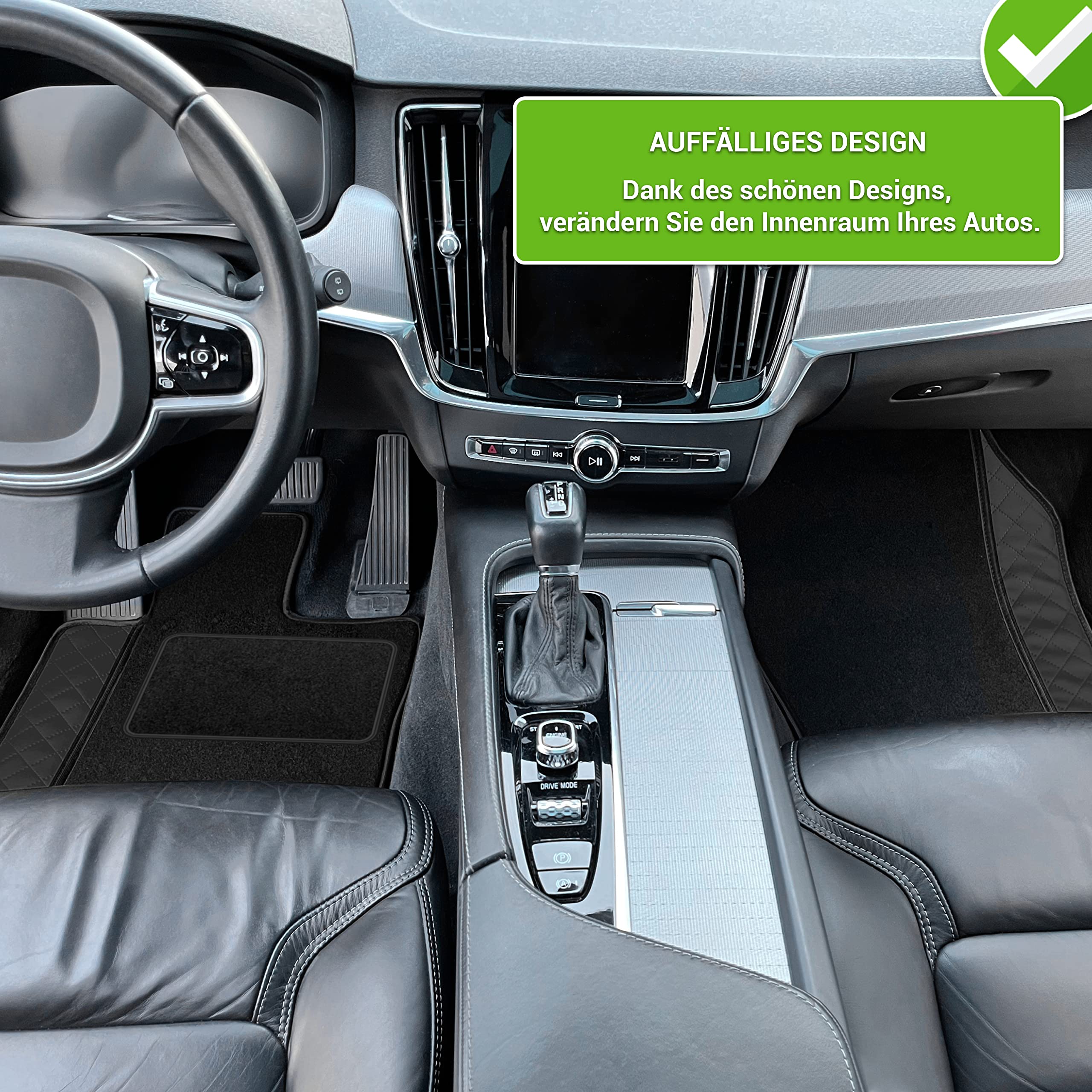 moto-MOLTICO Vloermatten auto velours autotapijten zwart automatten set 4-delig geschikt voor Honda Civic 2012-2016 (blauw - siernaden