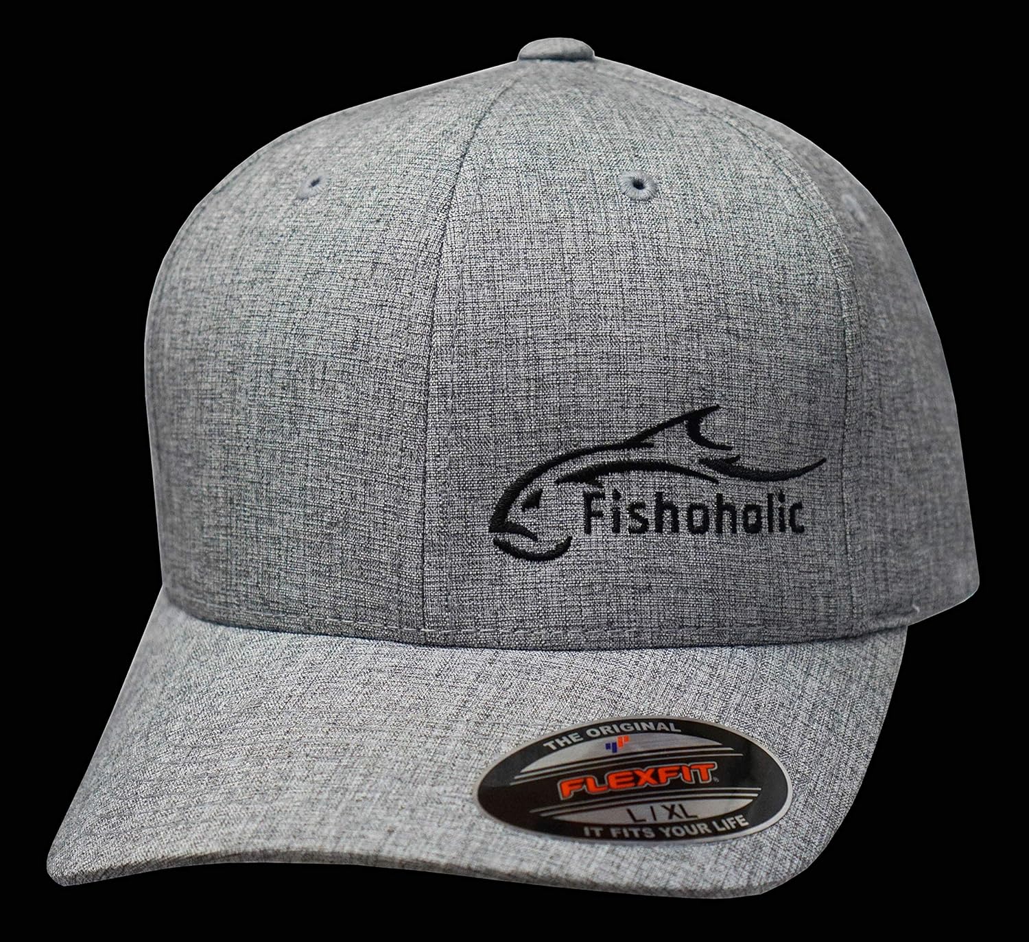 Fishoholic Baseball Fishing Hat – Flexible Fitted - Embroidered Logo, Semi-Fitted, S/M & L/XL Sizes – Fishing Enthusiast Gift