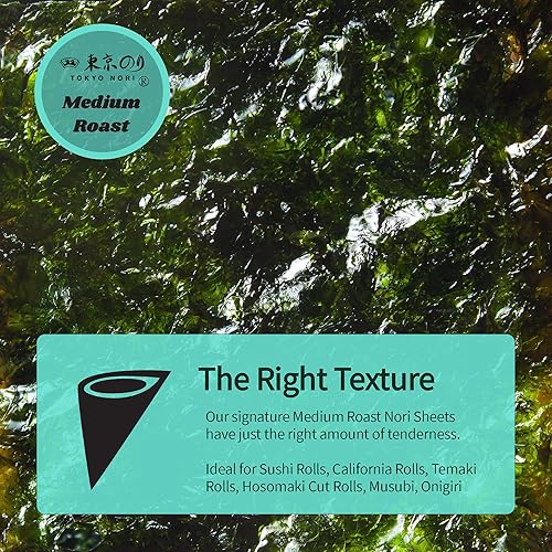 Miniatura 2 de Tokyo Nori Sushi Nori - Hojas para sushi (50 hojas completas, tamaño mediano)