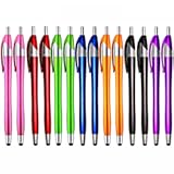 Skoloo Electronic Screen Touch Stylus,14 Pack 2 in 1 Slim Long Click Ink Stylus Ballpoint Pen For Universal Android Touch Screen Tablet Smartphone, Google Nexus, Samsung Galaxy, HTC, Multi-colored