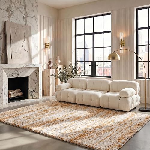 SAFAVIEH Hudson Shag Rug 6x9 Ivory & Gold SGH206D