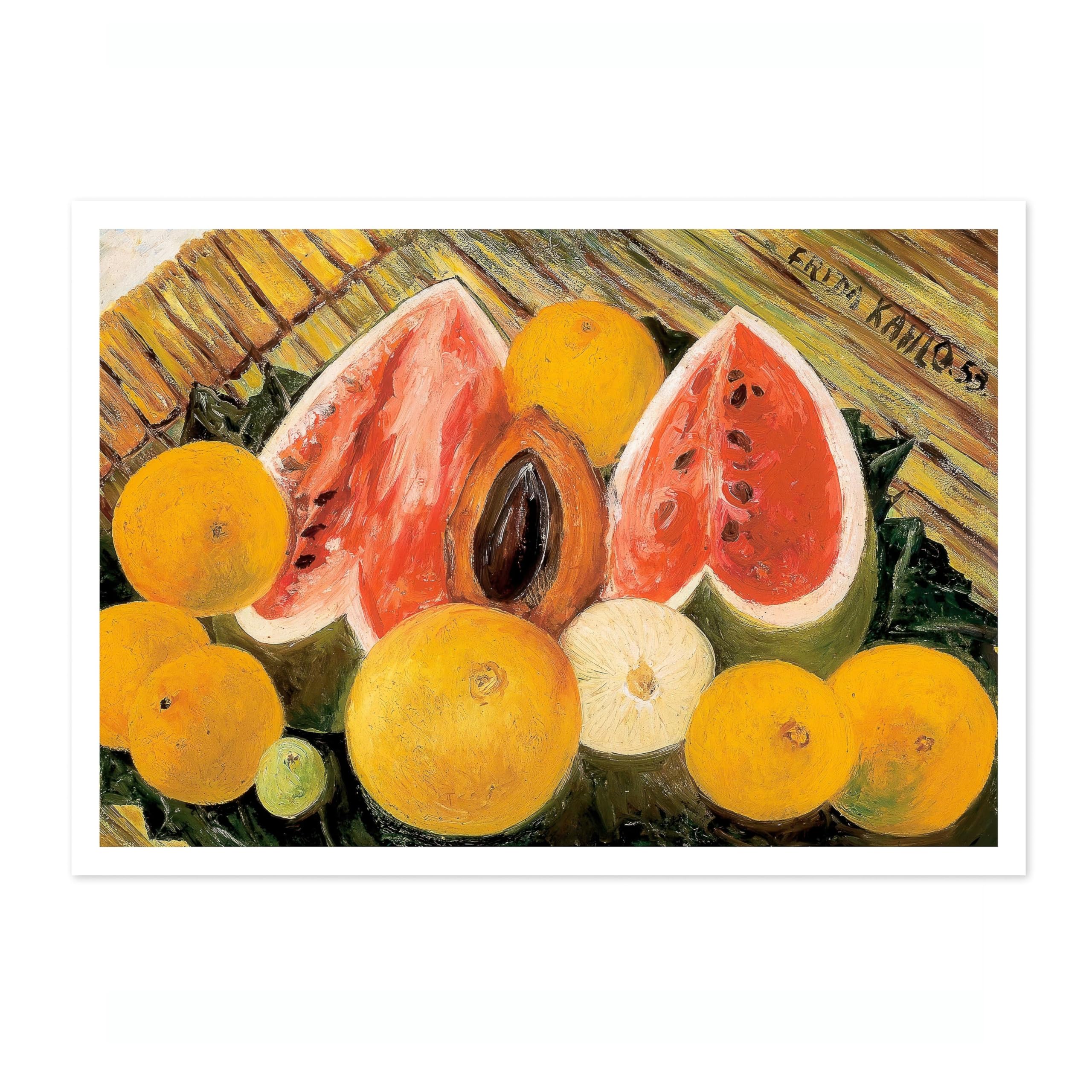 Still Life With Watermelons Frida Kahlo Poster, Classic Art Painting Print, Art Exhibition Neutral Wall Art, Vintage Minimalist Home Decor Picture, A3 (Print Only) - 42x29.7cm