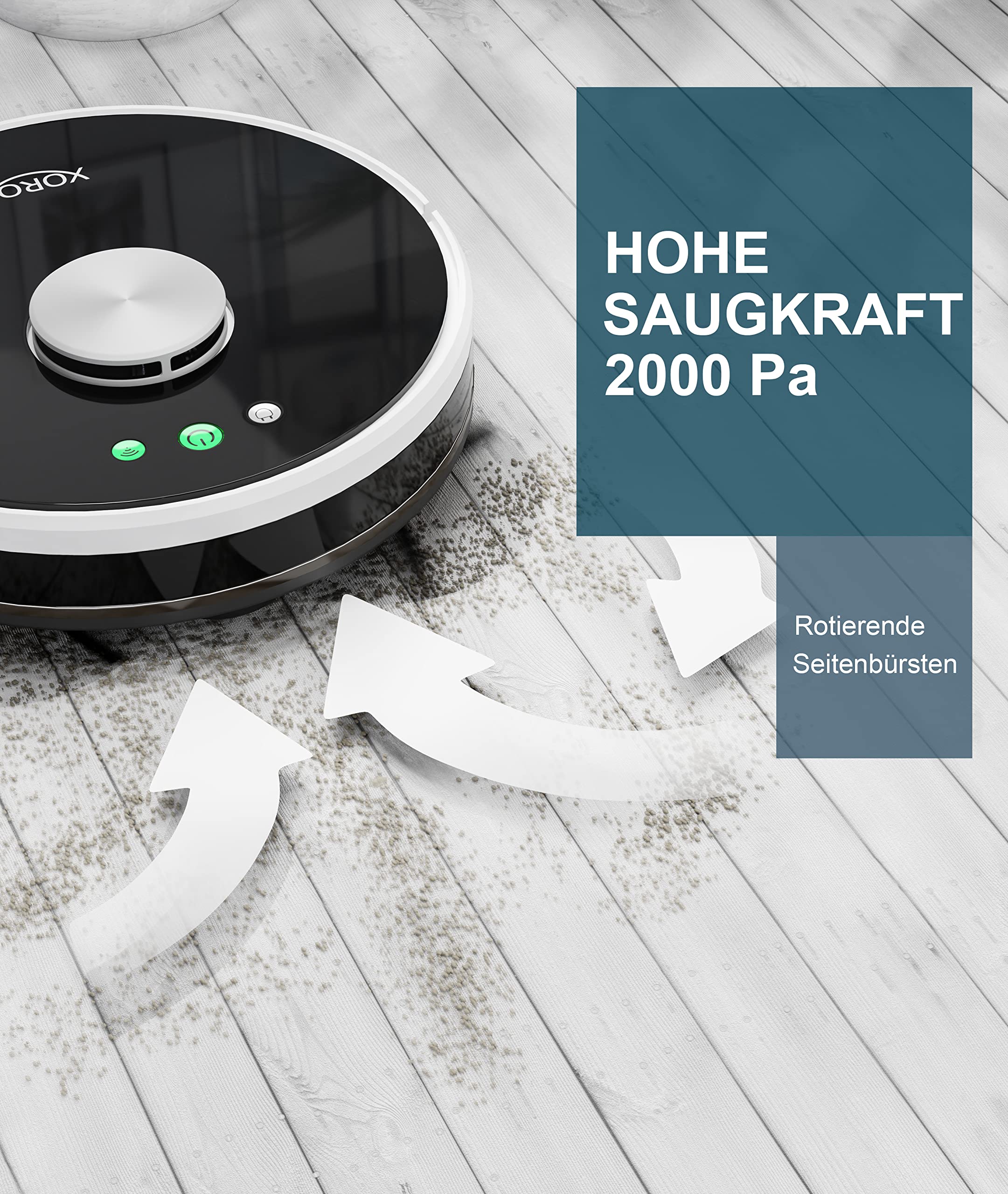 XORO Leistungsstarker Saugroboter HSR 200 mit Wischfunktion, Lasernavigation, Alexa/Google Home, Echtzeit Mapping, Staubsauger-Roboter ideal für Tierhaare
