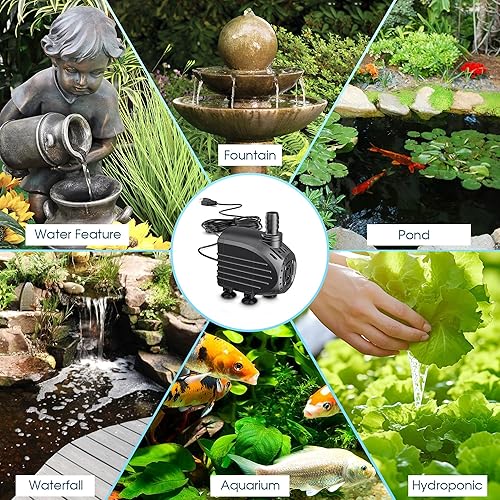 Miniatura 7 de NFESOLAR Bomba de agua sumergible de 200 GPH, bomba sumergible ultra silenciosa con protección contra quemaduras en seco, elevación de 5.4 pies de