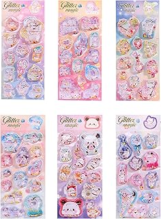 ウォーターシール 水シール 3D 立体 6 枚入り 精巧な柄 手帳用装飾 DIY クリエイティブ ファッション 個性的 かわいい ギフト(コンビネーション 001)