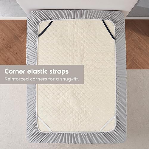 Miniatura 5 de Nestl Bedding - Sábanas bajeras con bolsillo profundo de 53 cm, Microfibra, Gris Plateado Claro, gemelo