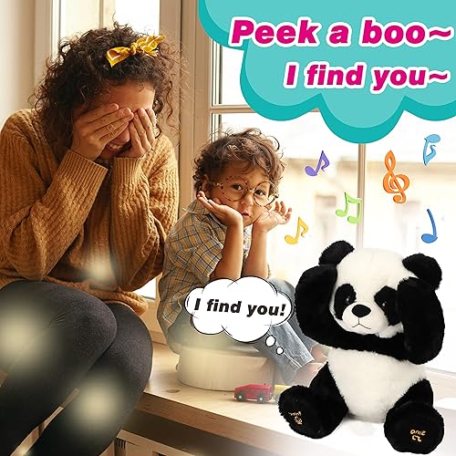 Miniatura 6 de Cuteoy Peek A Boo Panda Bear interactivo repite lo que dices juguete de peluche musical para cantar y hablar adorable regalo de animación eléctrico