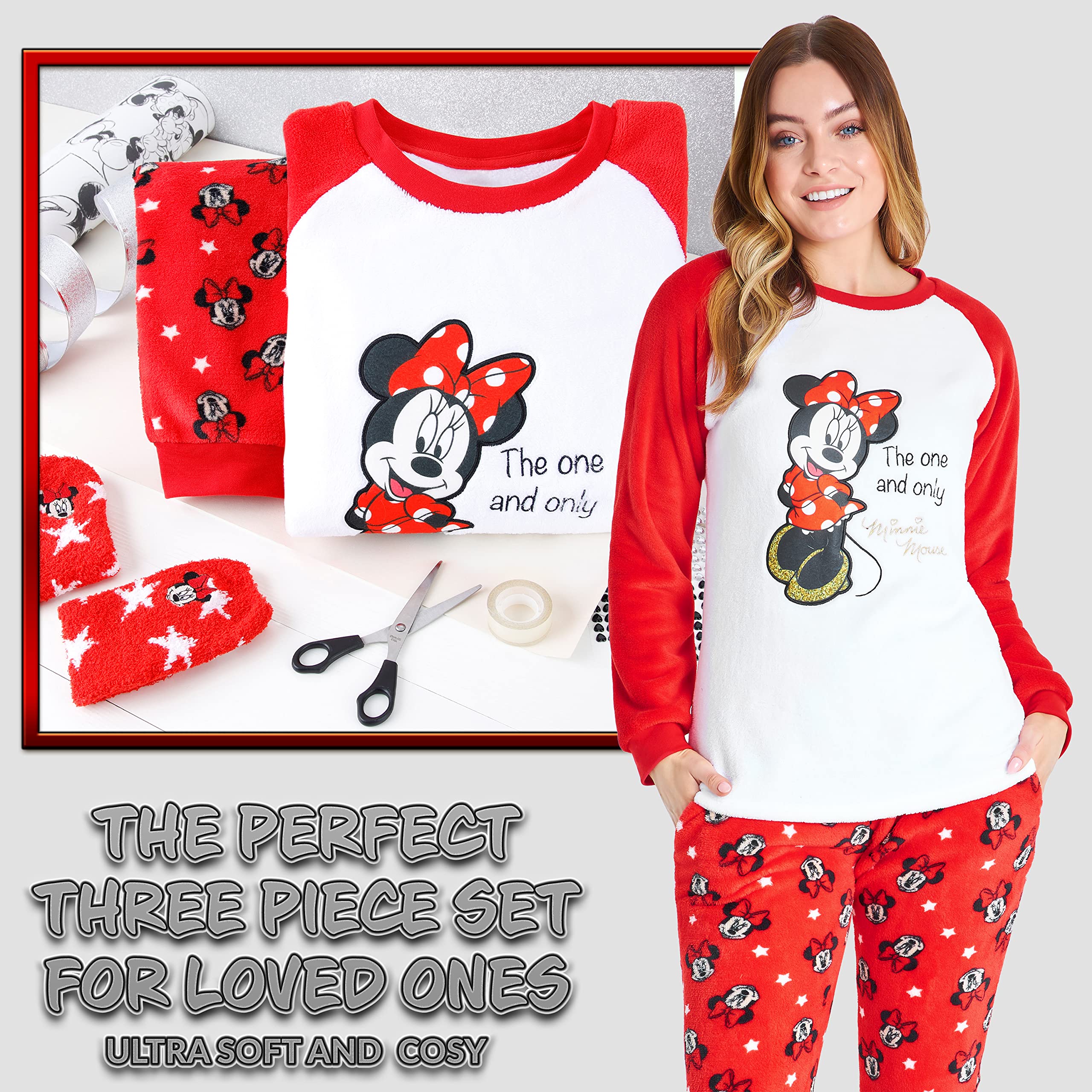 Disney Pigiama Donna Invernale in Pile con Calze Stitch Topolino Minnie Baby Yoda