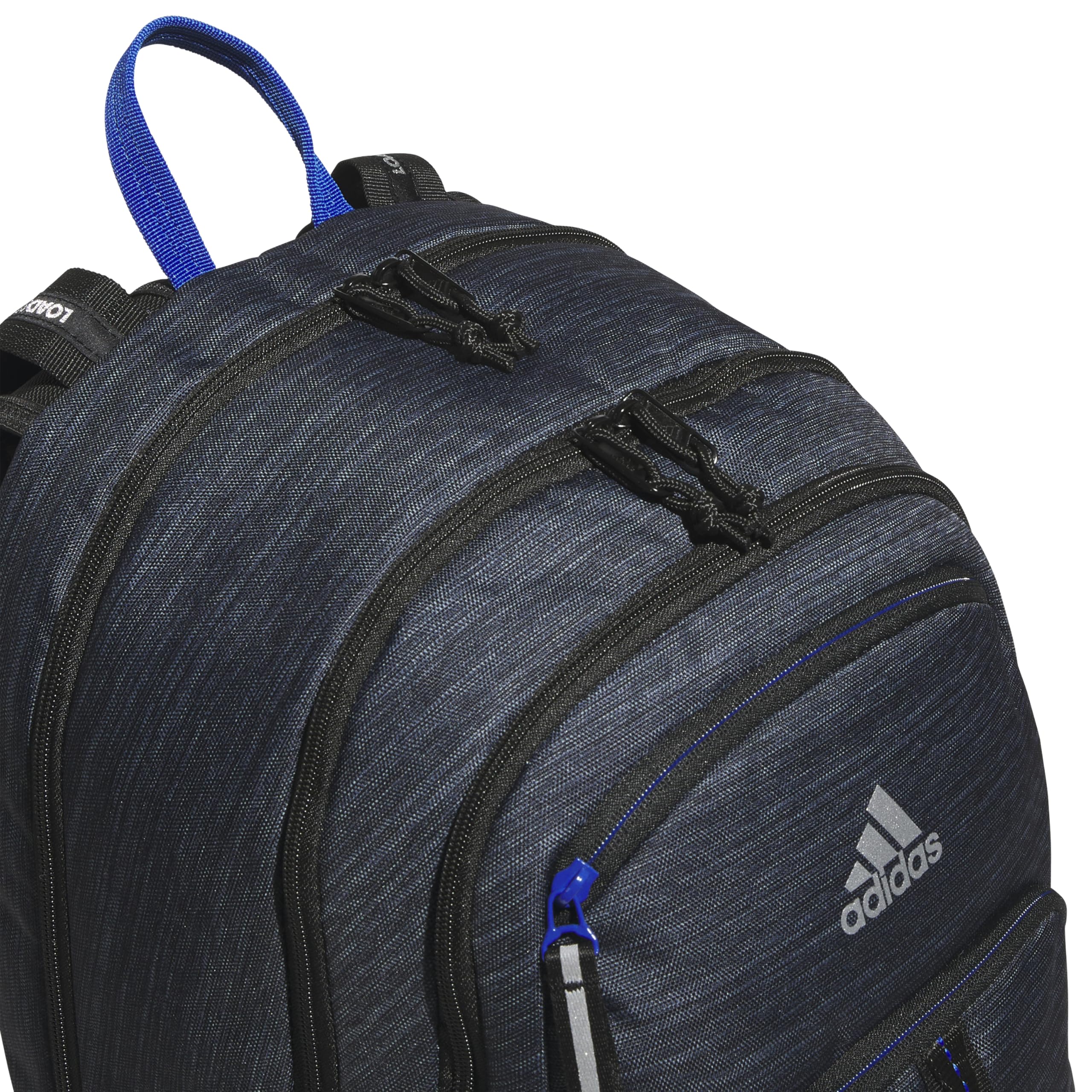 adidas Mochila unisex Prime para el trabajo, bolsa de viaje para mujeres y hombres con compartimento acolchado para laptop (paquete de 1), Dos tonos negro/azul rey del equipo/2, Talla única, Mochila