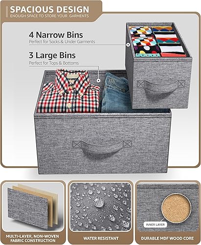 Miniatura 5 de Sorbus cómoda con cajones  Mueble de almacenamiento para dormitorio, pasillo, clóset, organización de oficina  Marco de acero, parte superior de