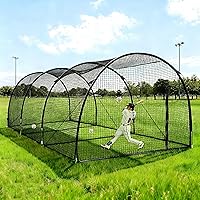 Bullro 30ft Portable Baseball Batting Cage Net for Backyard - Collapsible Softball Practice Equipment with Zipper Door