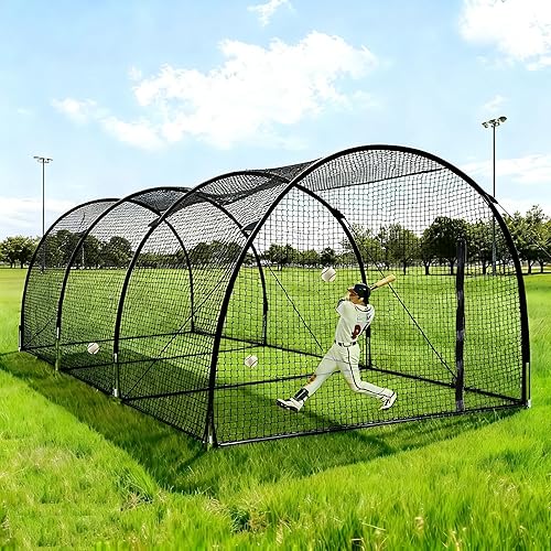 Redes de jaula de bateo de béisbol de 30 pies para patio trasero, jaulas de bateo para patio trasero, jaula de bateo portátil para práctica de