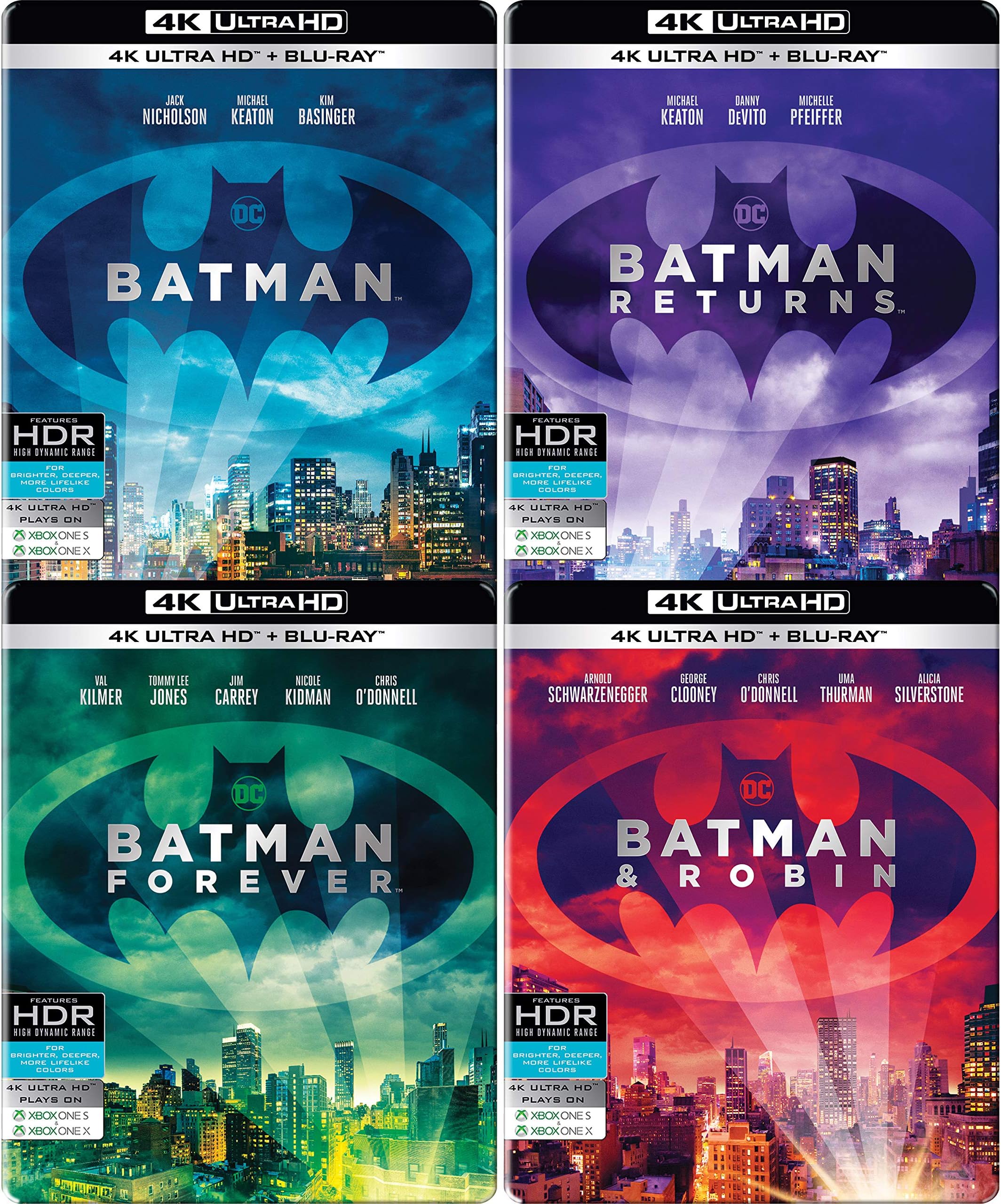 Batman Anthology: 4 Movies Collection - Batman (1989) + Batman Returns (1992) + Batman Forever (1995) + Batman & Robin (1997) (All 4 movies in 4 separate Limited Collector's Edition Steelbook) (4K UHD + Blu-ray) (8-Disc)