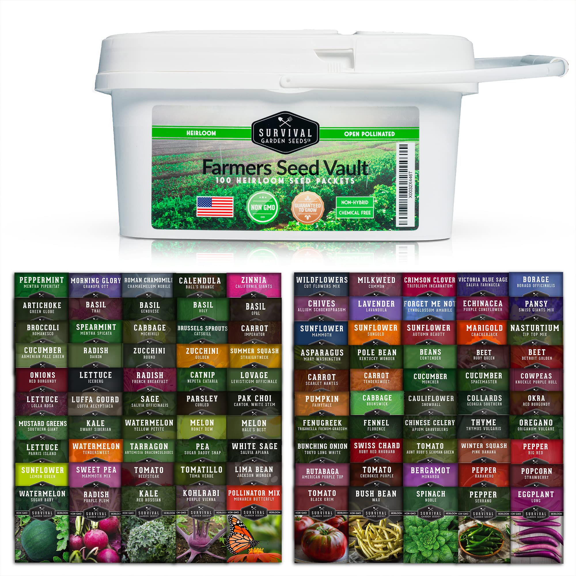 Buy Survival Garden Farmer Seed Vault Vegetable & Flower Seed Bank