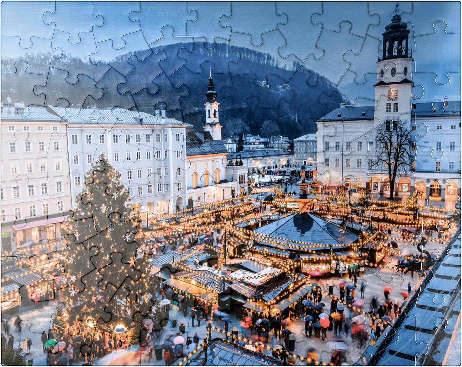 MyPuzzle Salzburg, Austria: Christmas Market in The Old Town of Salzburg - Premium 500 Piece Jigsaw Puzzle for Adults