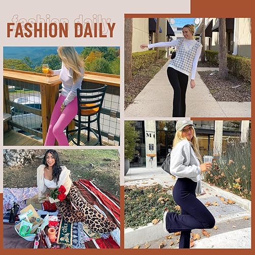 Miniatura 2 de TNNZEET Leggings acampanados negros para mujer, pantalones de yoga cruzados con bolsillos, corte de bota, leggings acampanados