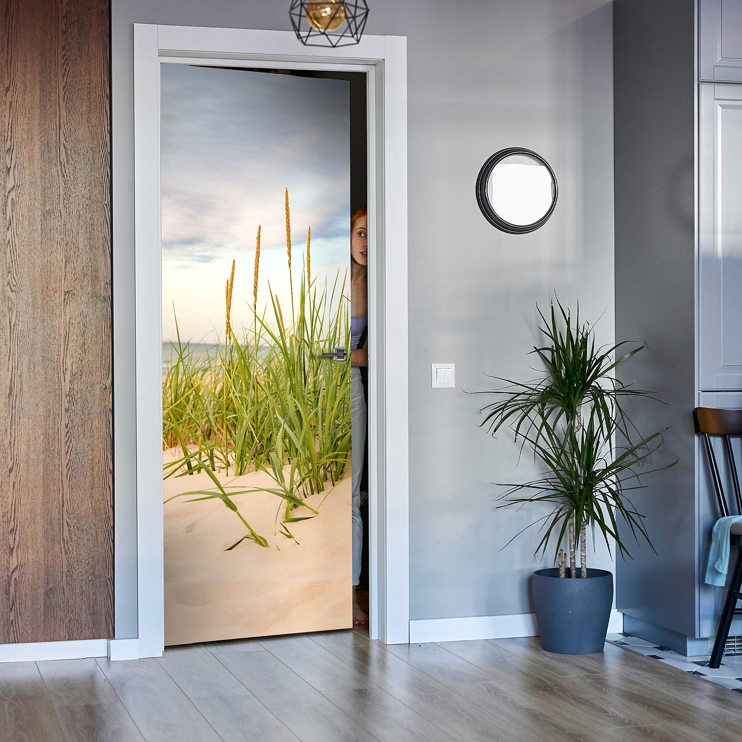 Hund Türaufkleber Mit USA Flagge - Selbstklebende Türfolie 100x200cm Western Style