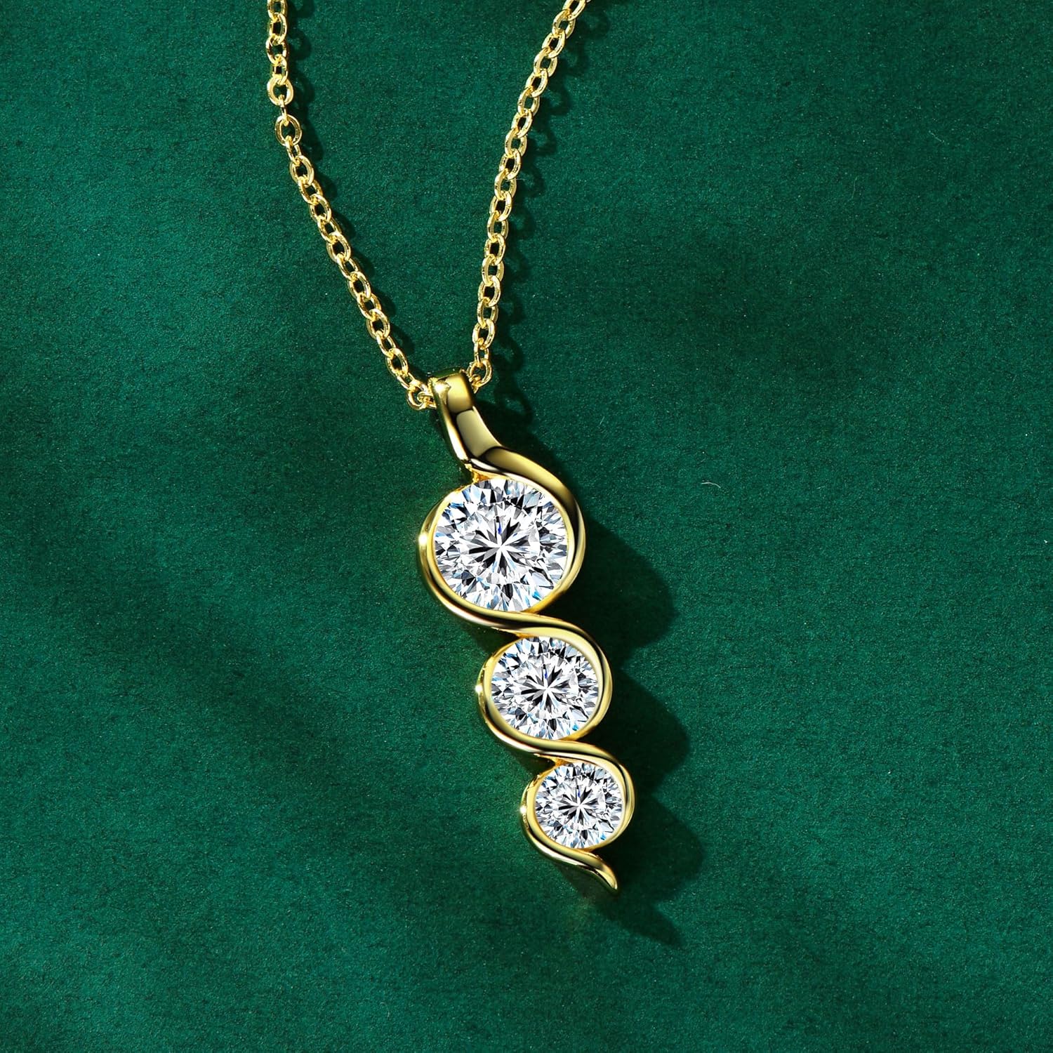 3-Stones Moissanite Pendant Necklace, 1.8cttw D Color Moissanite 925 Sterling Silver Infinity Necklace Jewelry for Women, Wife or Mom - Image 8