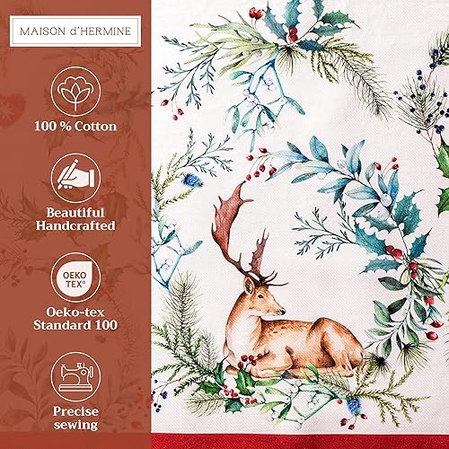 Miniatura 2 de Maison d' Hermine - Juego de 4 manteles individuales de 100 % algodón, decorativos y lavables, para regalos, comedor, hogar, boda, banquete, bufé,