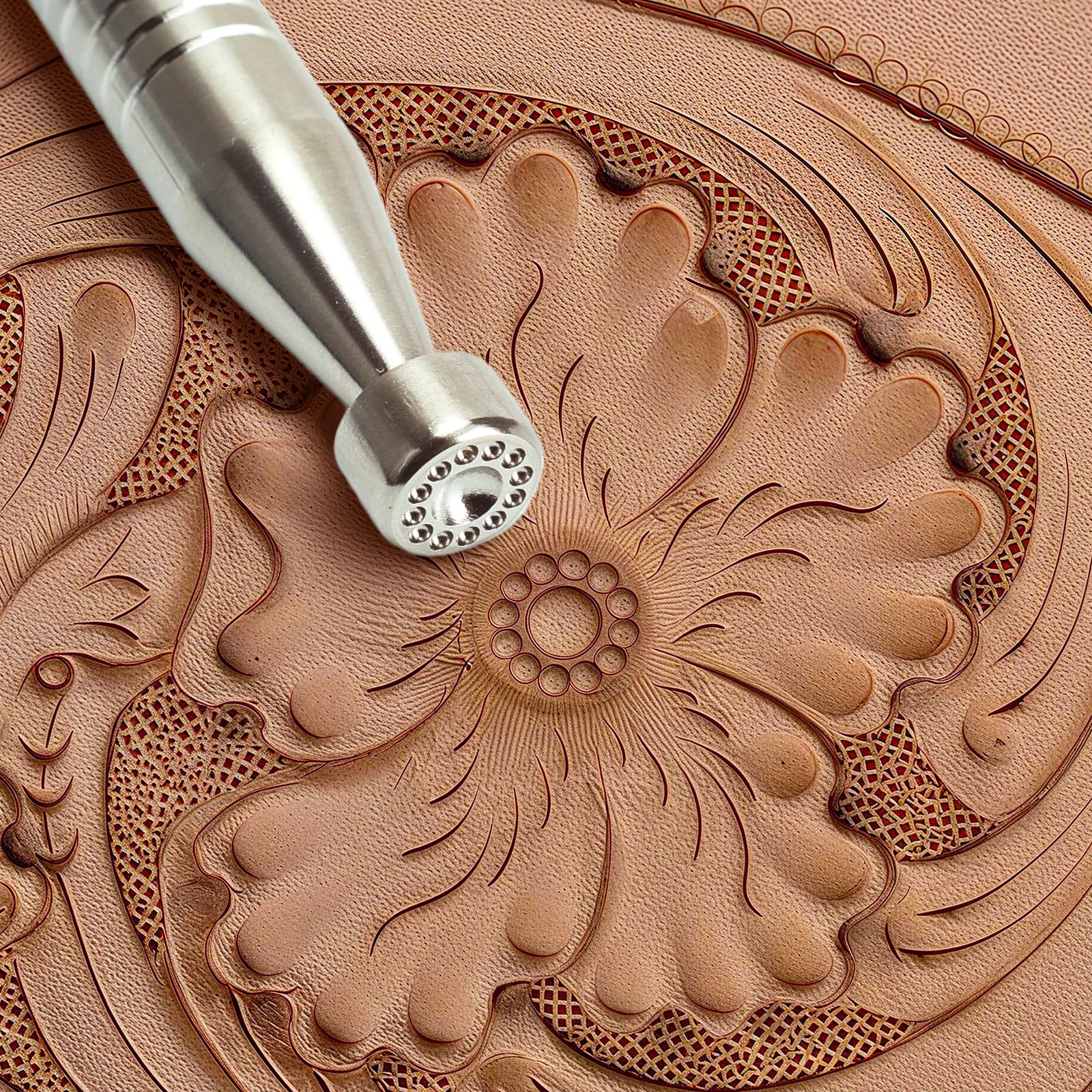 Singring Leather Stamping Tool Flower Center Stamps Stainless Steel Carving DIY LeatherCrafts Tool (5.5mm)