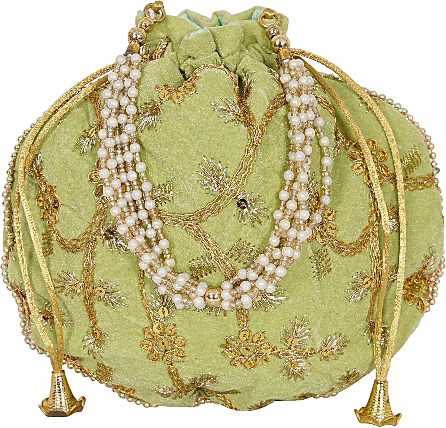 Radharani Arts Women Handicrafts and jewellery Designer Velvet Potli Bags or Wristlets or rajasthani batwa for Wedding & Parties, Best for gifting Lot of 05 PCS
