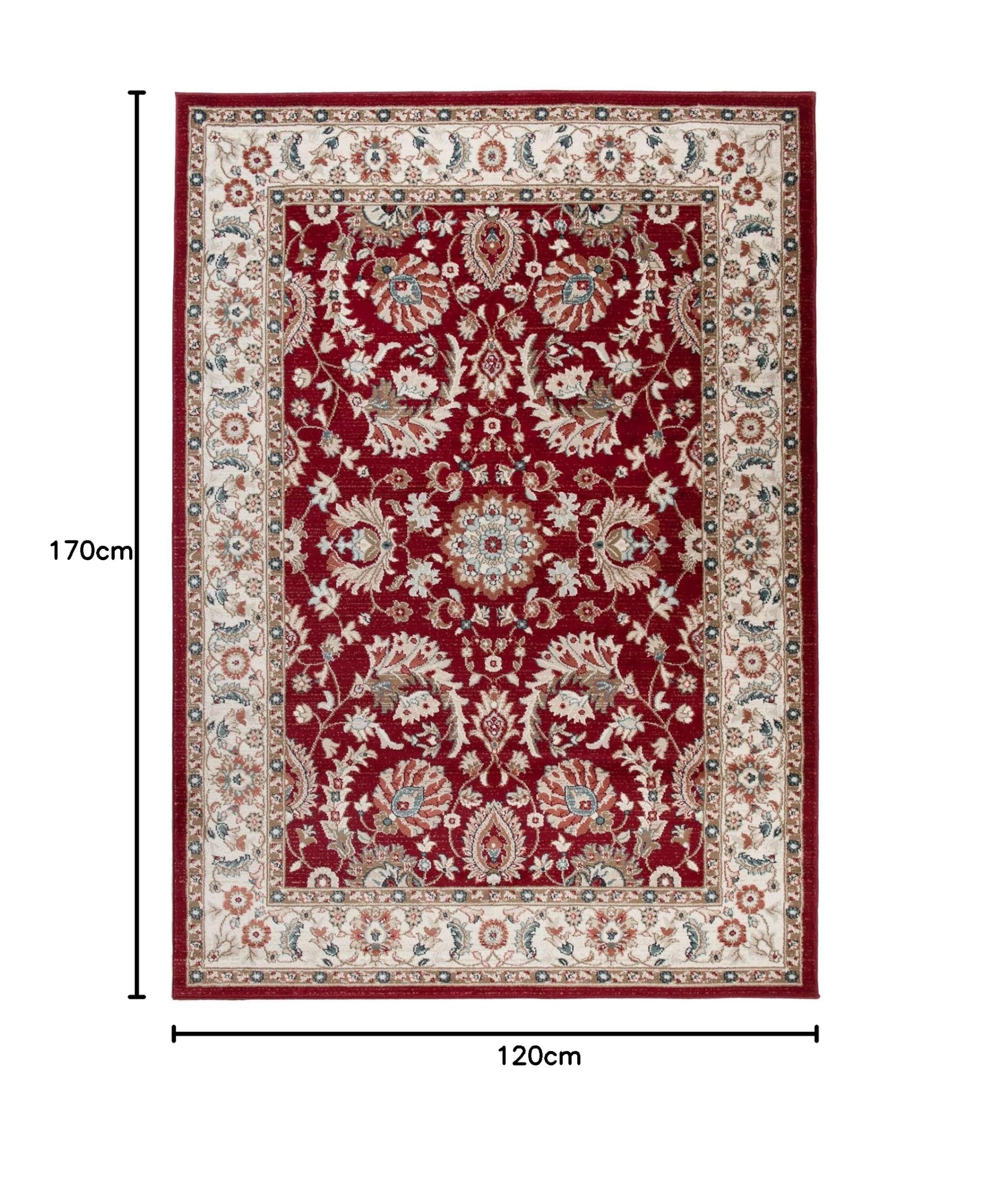 Tappeto Dubai Pelo Corto 120x170 Cm - Design Floreale Crema, Polipropilene, OEKO-TEX, Per Soggiorno - Foto 4