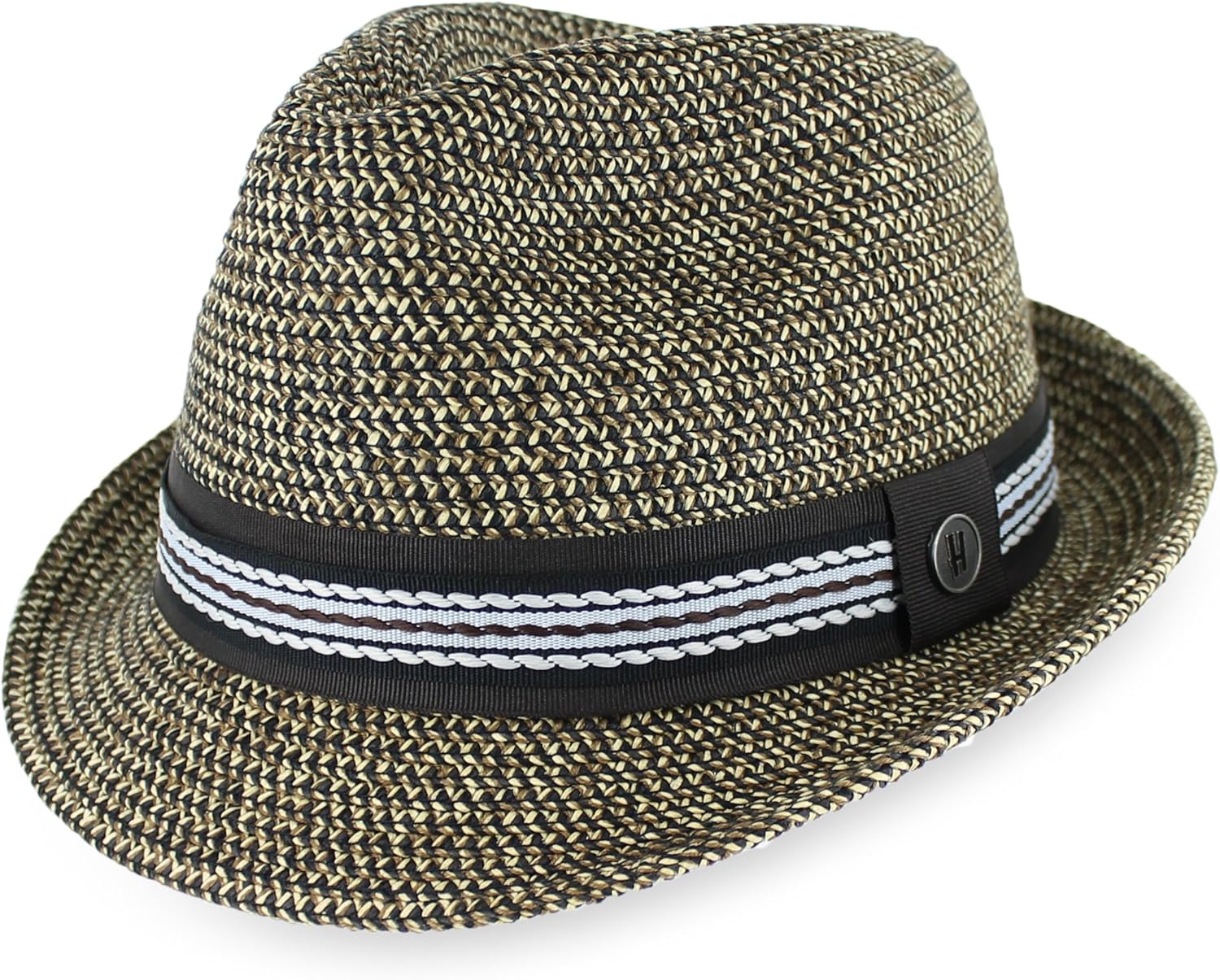 Belfry Men Women Summer Straw Trilby Fedora Hat in Blue Tan Black Luz Black LRG