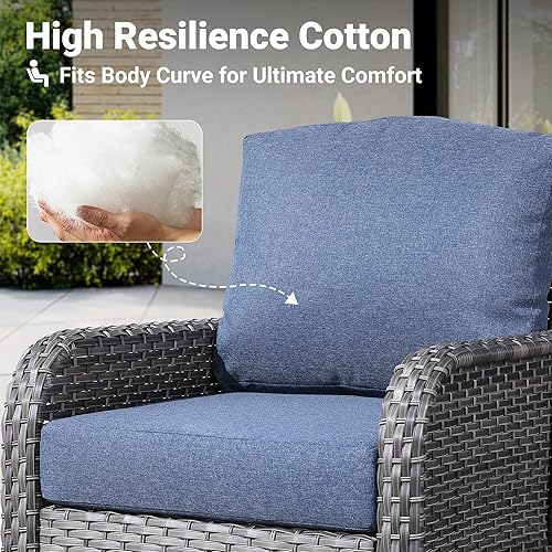 Miniatura 5 de ovios Juego de muebles de 2 piezas para patio, 2 sillas de mimbre de ratán, con respaldo alto y cómodos cojines, para todo tipo de clima, exteriores