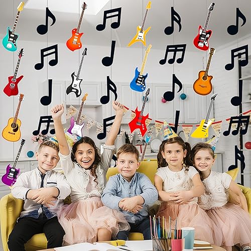Miniatura 4 de 8 guirnaldas colgantes de fiesta musical para cumpleaños, decoración musical para colgar notas musicales, guirnaldas de techo para músico, fiesta de
